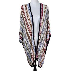 Aldomartins Open Bohemian Kimono Cardigan Poncho Sz S Bamboo‎ Hippie Festival